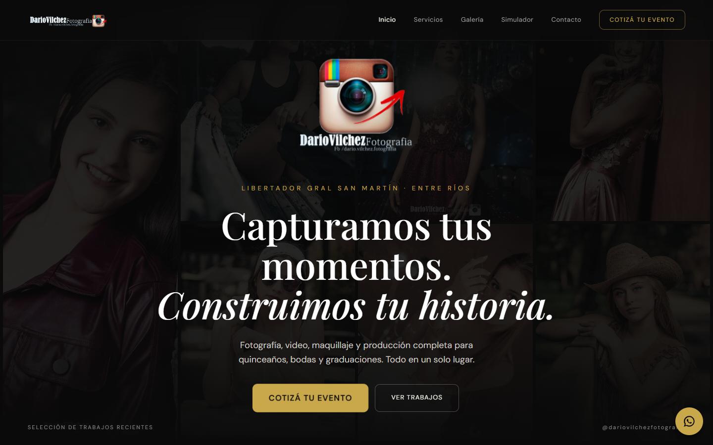 Captura del sitio Dario Vilchez Fotografía