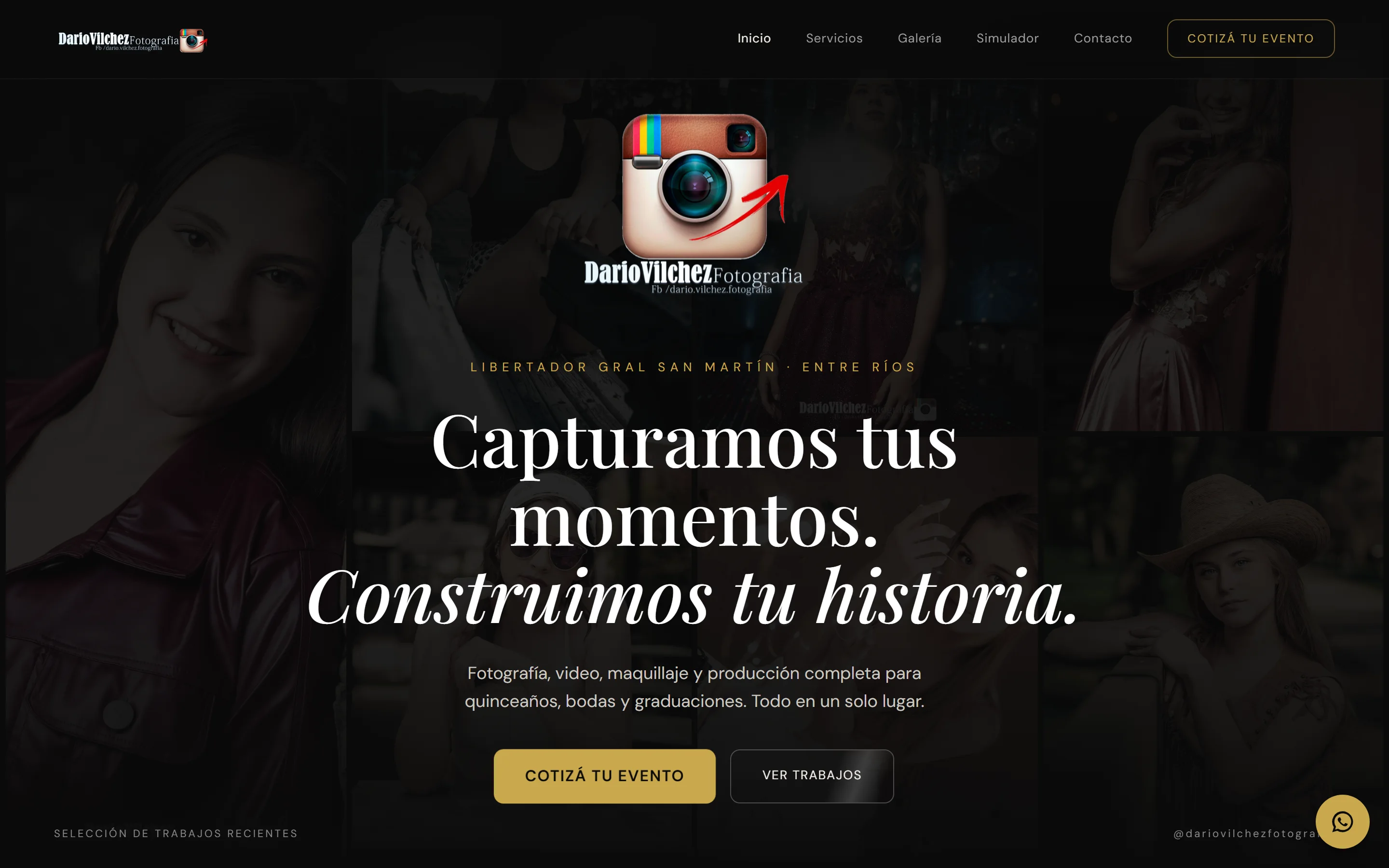 Captura del sitio Dario Vilchez Fotografía