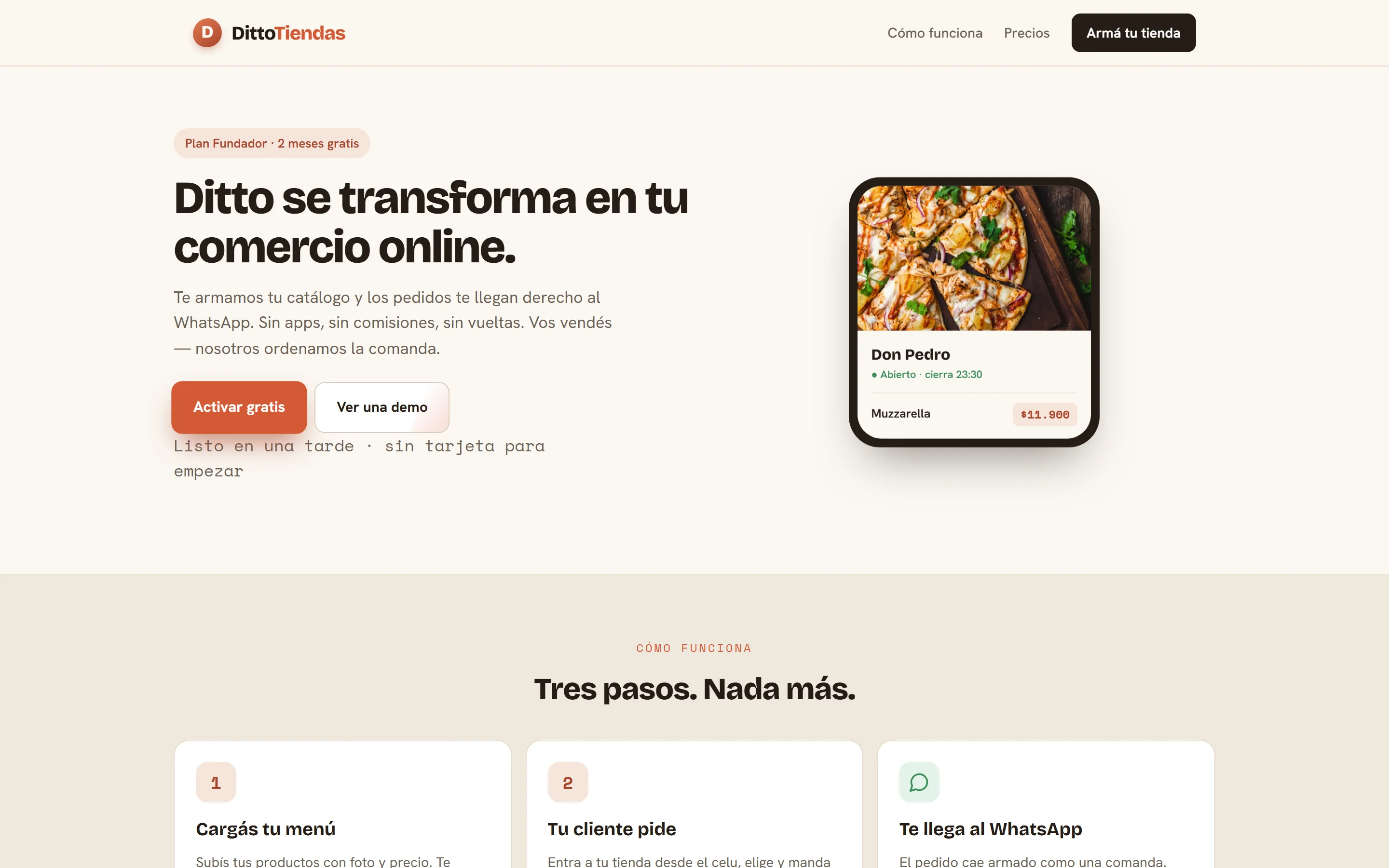 Captura del sitio DittoTiendas