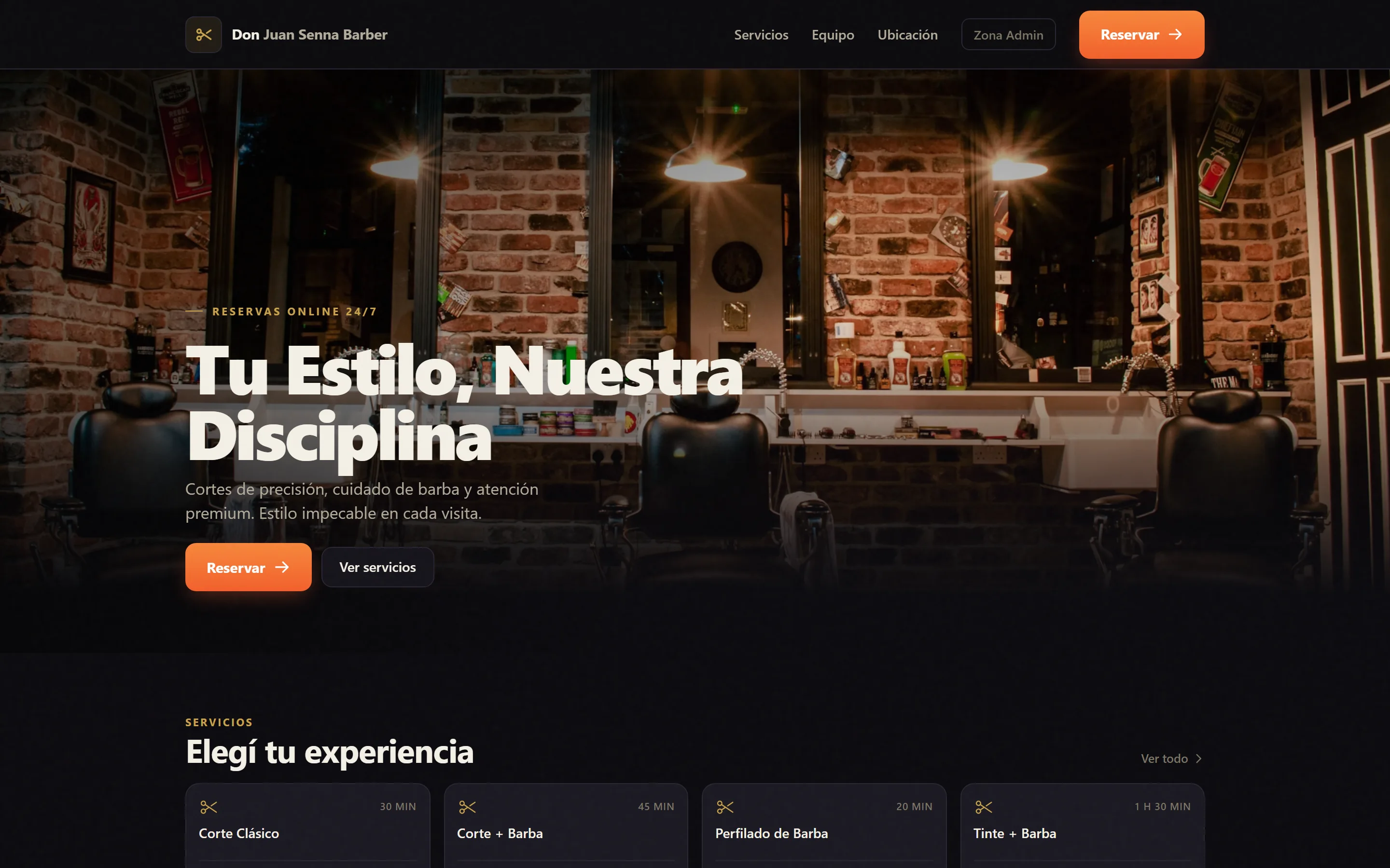 Captura del sitio Don Juan Senna Barber