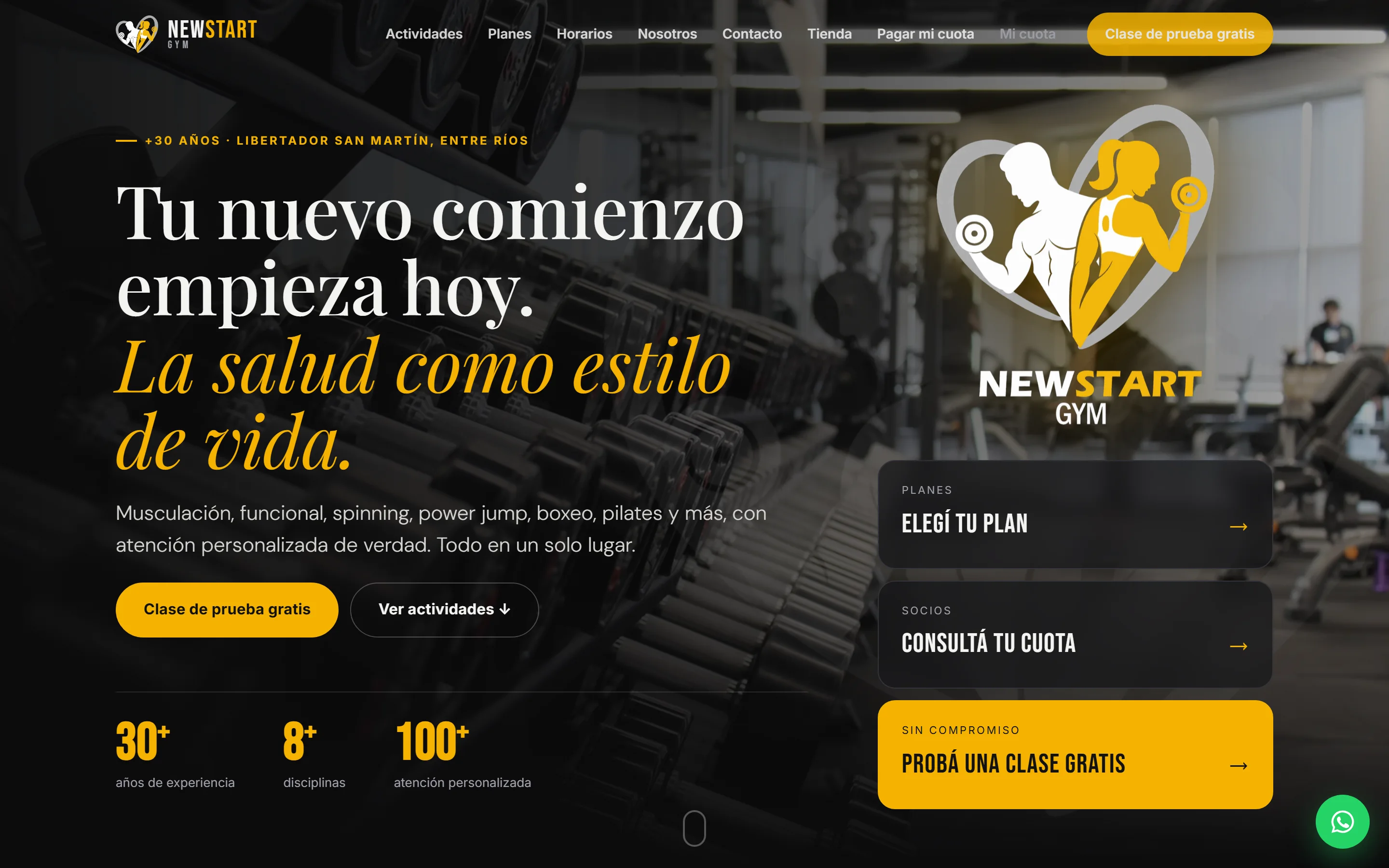 Captura del sitio New Start Gym