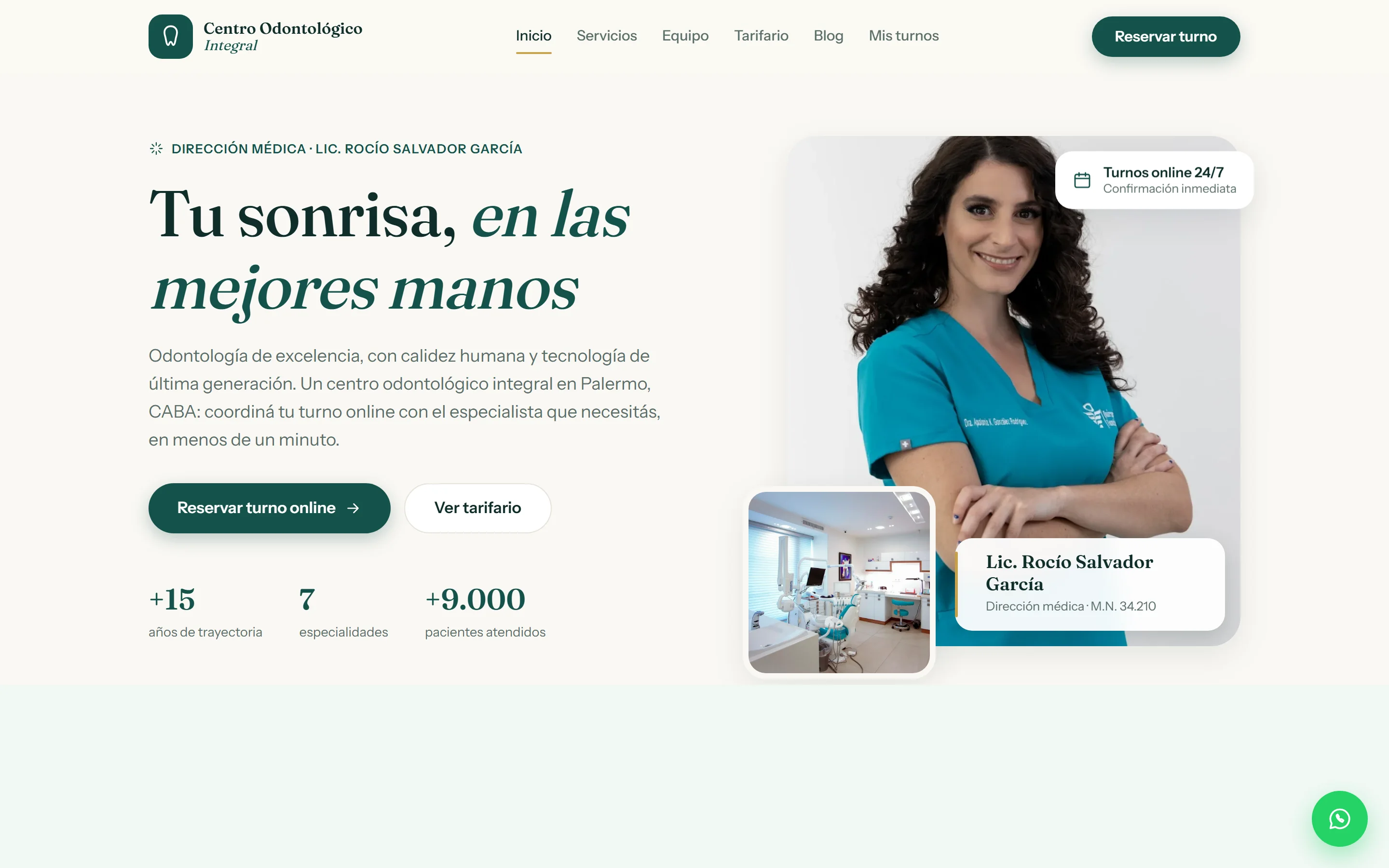 Captura del sitio Centro Odontológico Integral